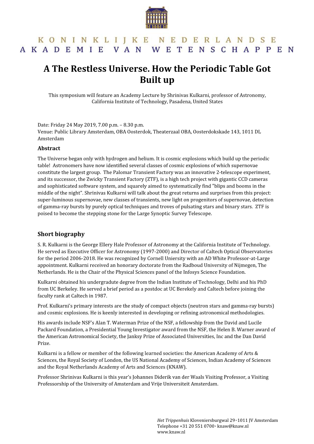 A the Restless Universe. How the Periodic Table Got Built Up