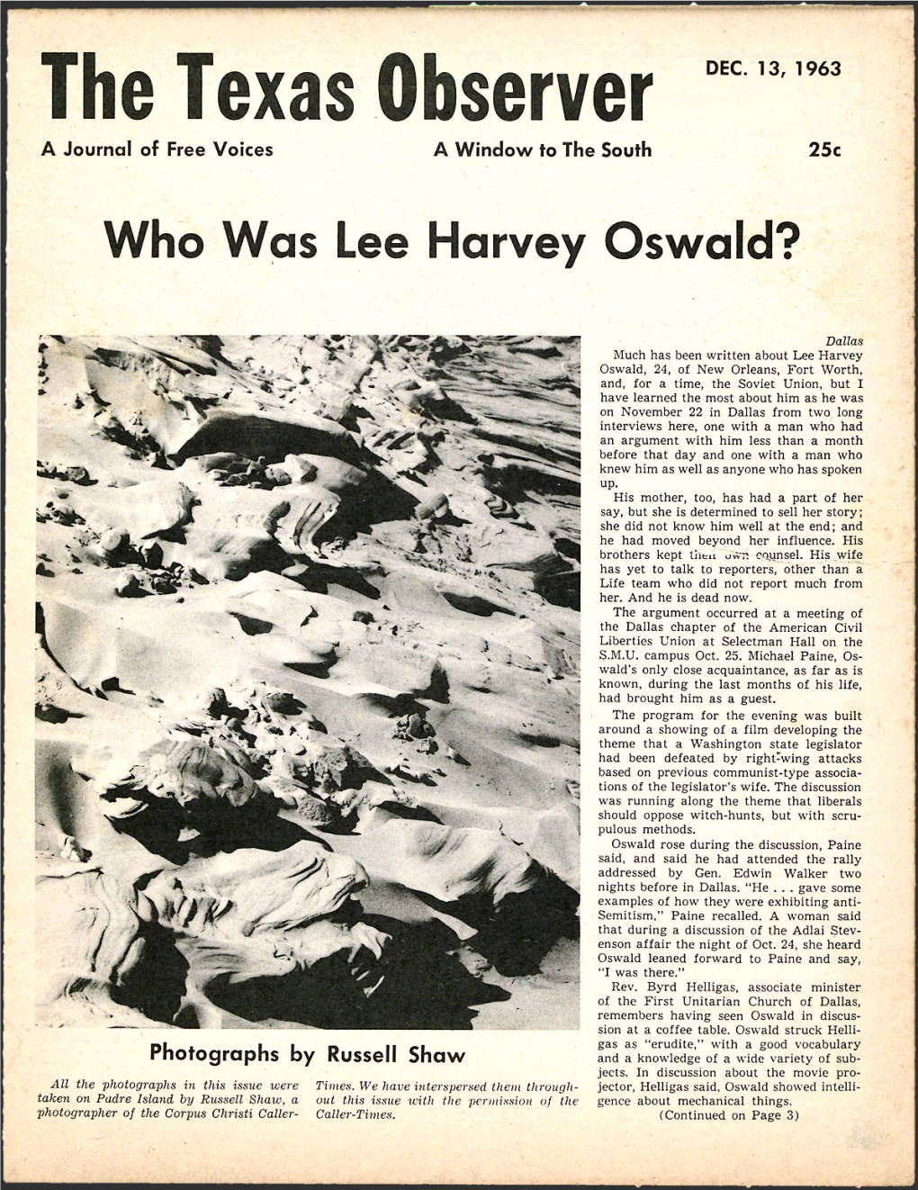 The Texas Observer DEC. 13, 1963
