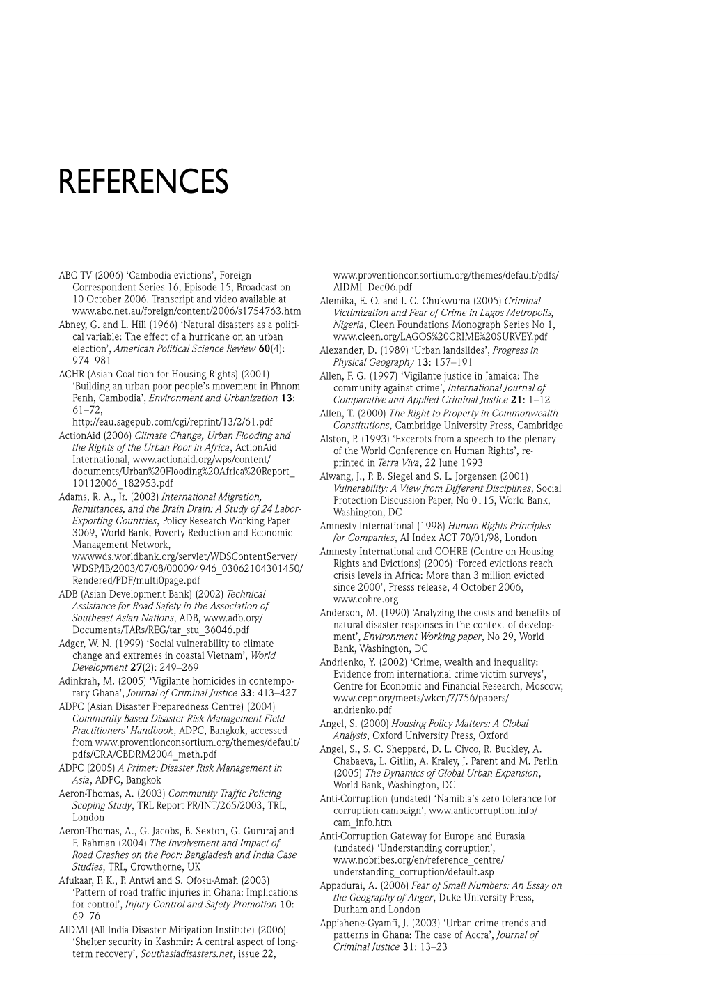 Global Report on Human Settlements 2007 (References and Index)