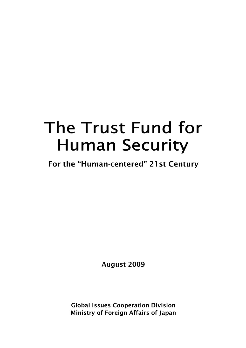 The Trust Fund for Human Security, an Advisory Board On