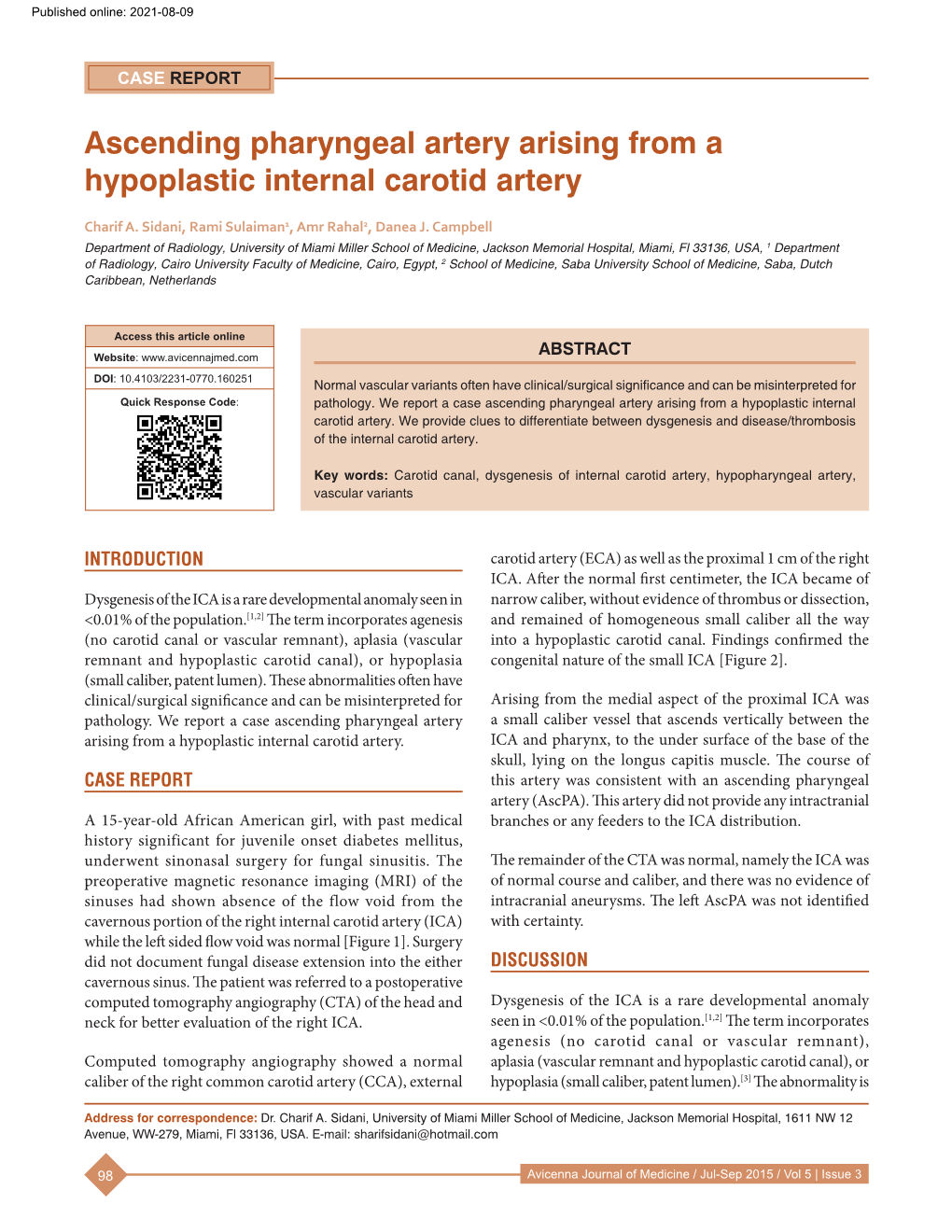 Ascending Pharyngeal Artery Arising from a Hypoplastic Internal Carotid Artery