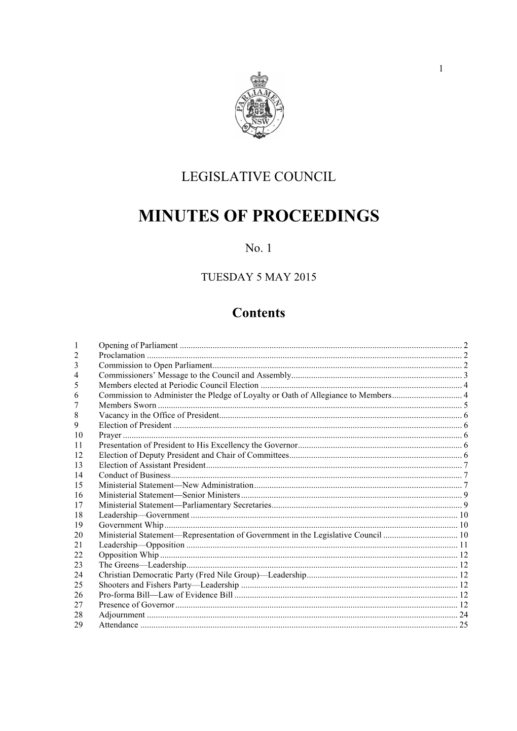 Minutes of Proceedings