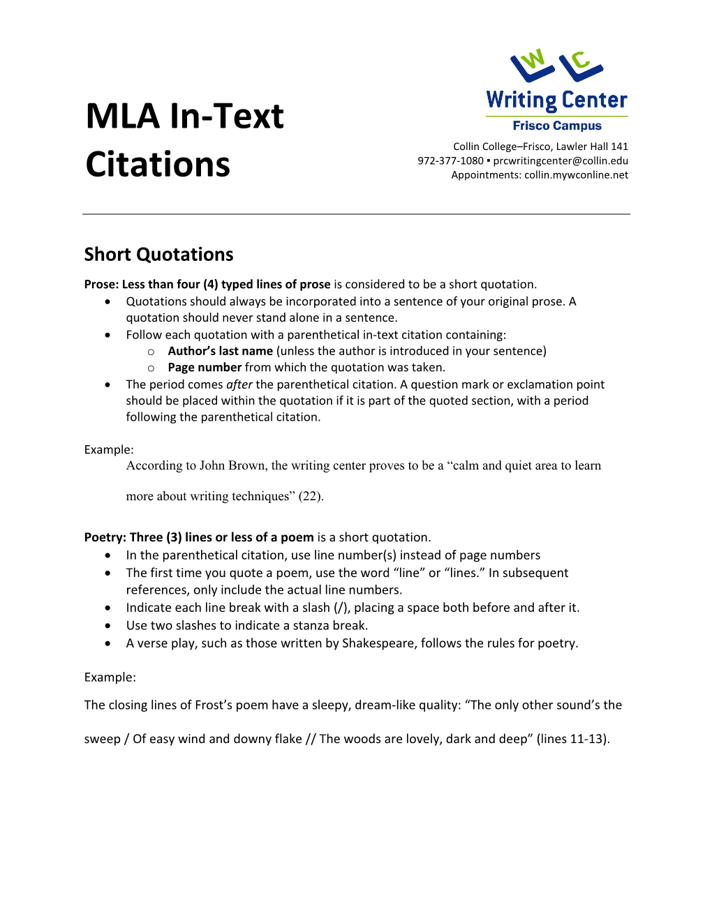 MLA In-Text Citations