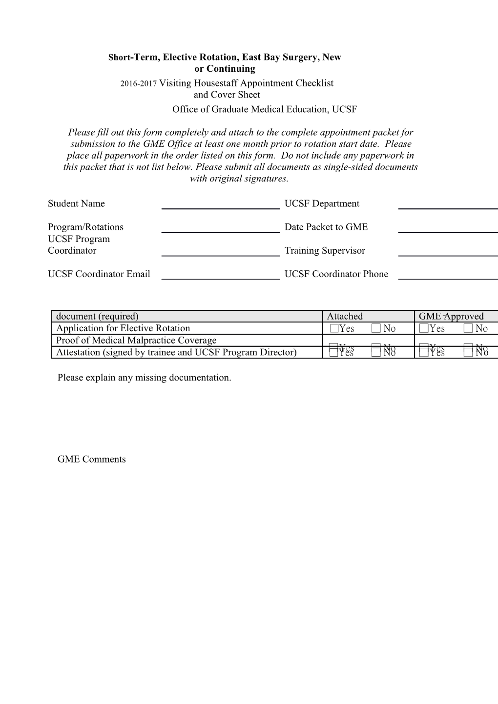 2007 UCSF Housestaff Appointment Checklist and Cover Sheet s1