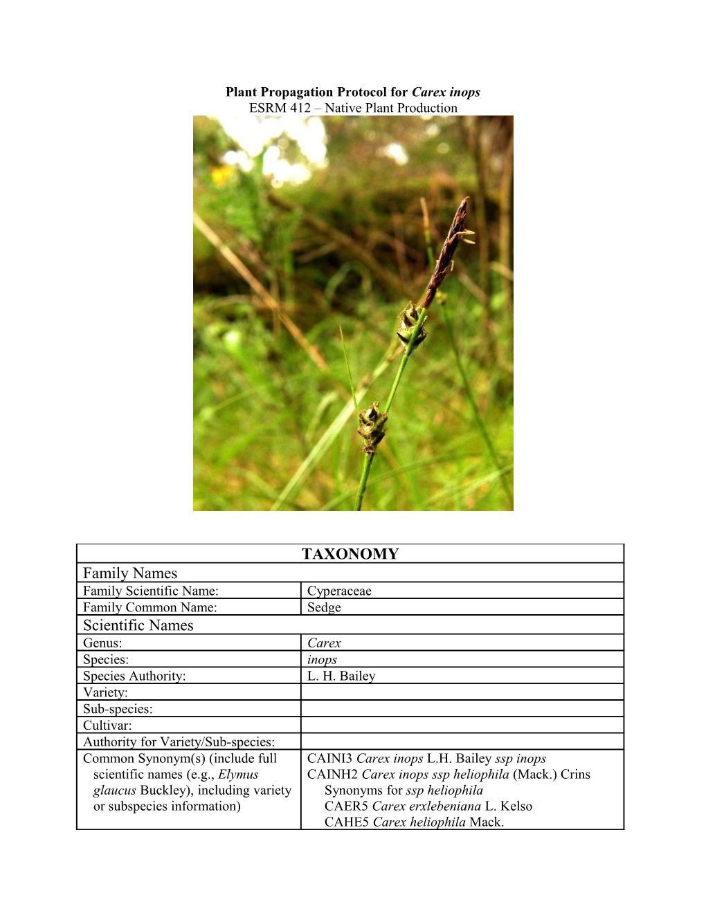 Draft Plant Propagation Protocol