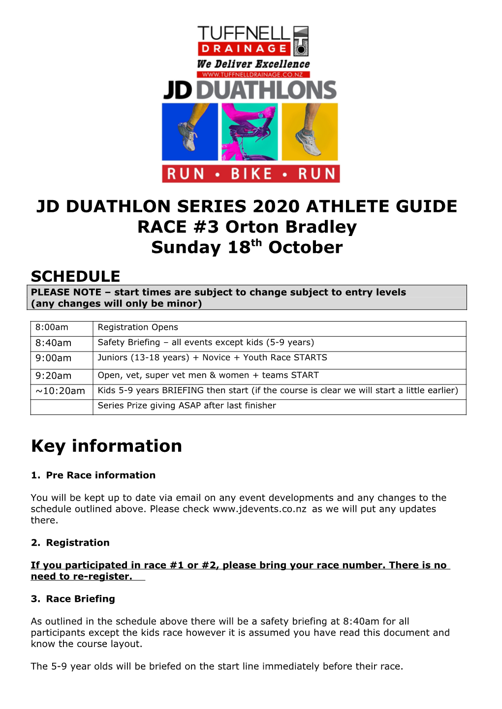 JD DUATHLON SERIES 2020 ATHLETE GUIDE RACE #3 Orton