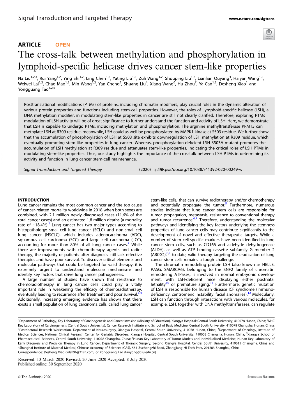 The Cross-Talk Between Methylation and Phosphorylation in Lymphoid-Speciﬁc Helicase Drives Cancer Stem-Like Properties