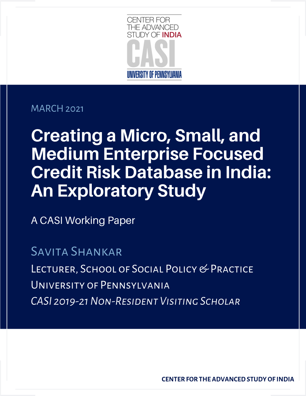 Creating a Micro, Small, and Medium Enterprise Focused Credit Risk Database in India: an Exploratory Study