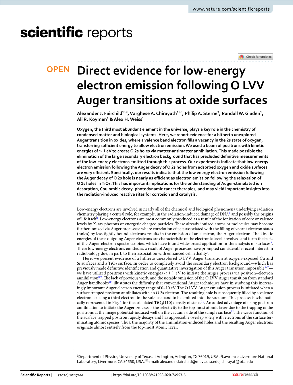 Direct Evidence for Low-Energy Electron Emission Following O LVV