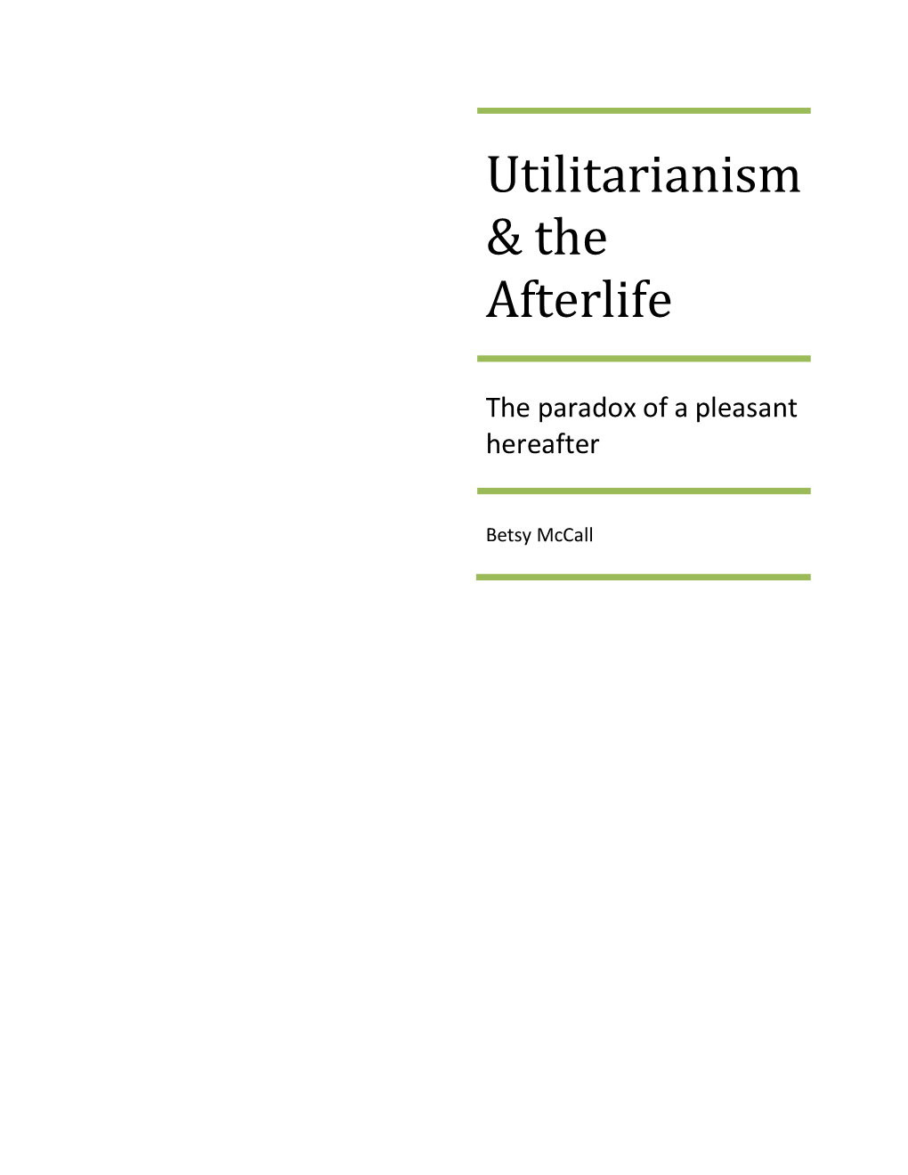 Utilitarianism & the Afterlife