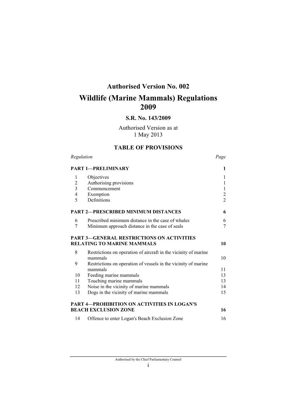 Marine Mammals) Regulations 2009 S.R