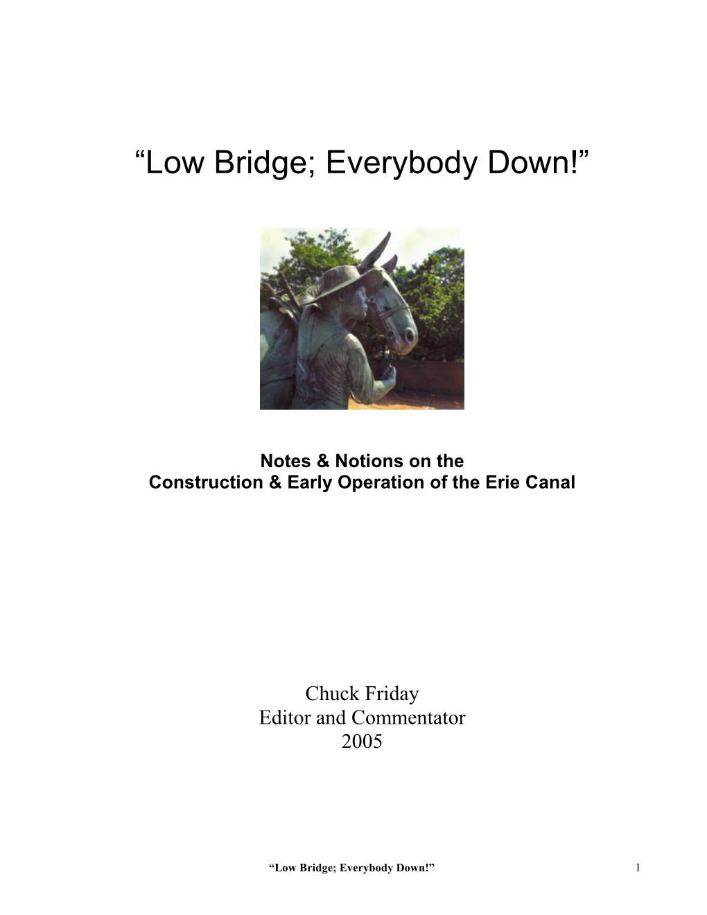 Low Bridge, Everybody Down' (WITH INDEX)