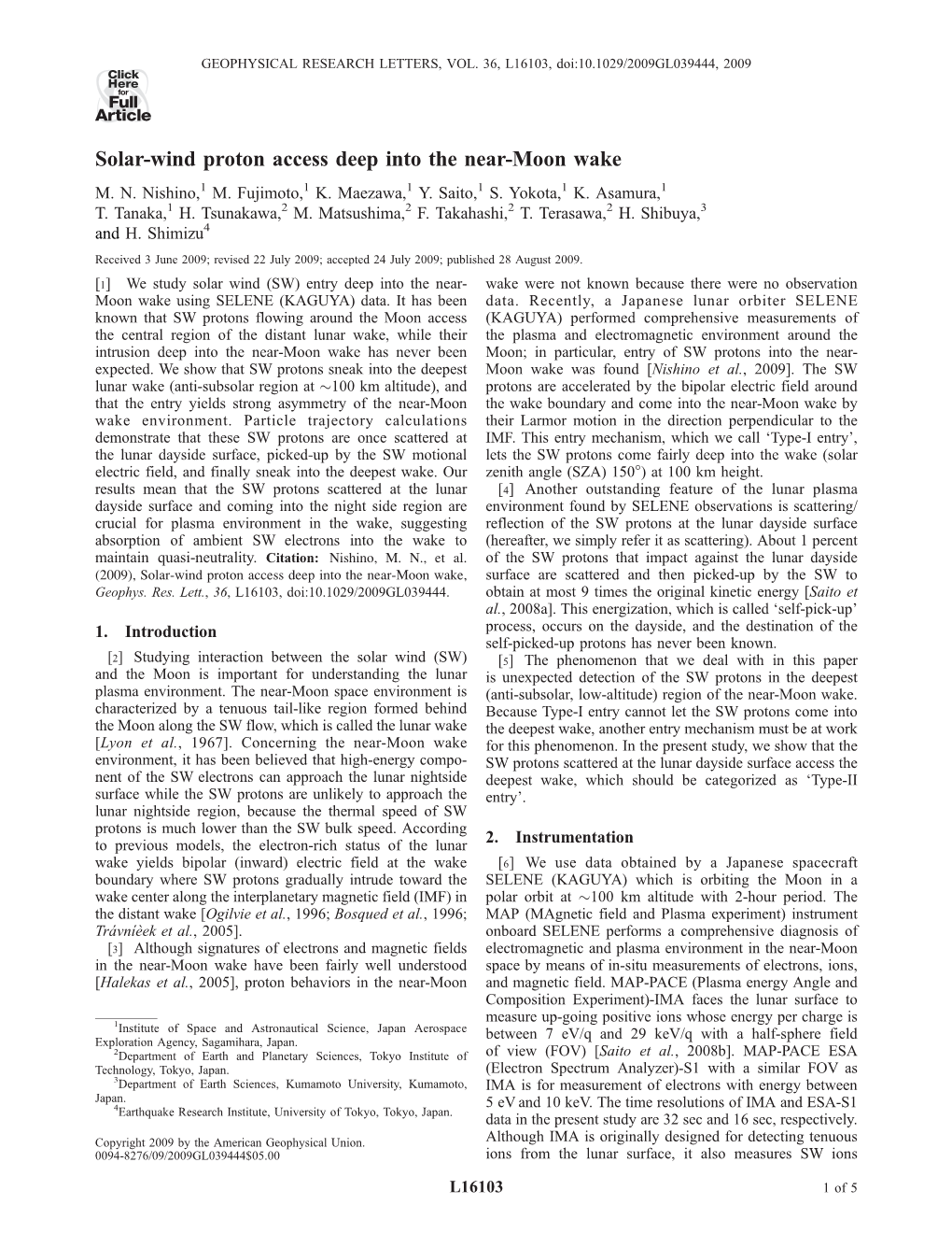 Solar-Wind Proton Access Deep Into the Near-Moon Wake M