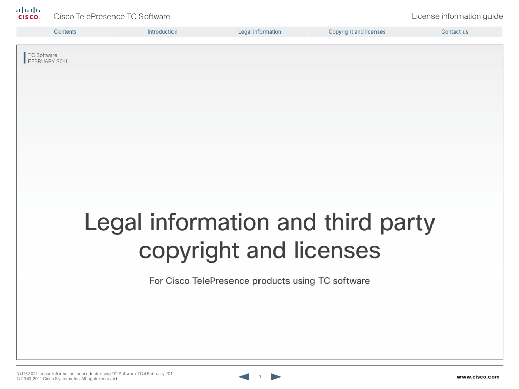 Cisco Telepresence TC Software Licensing Information (TC4.1)
