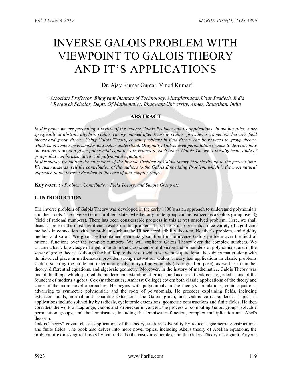 Inverse Galois Problem with Viewpoint to Galois Theory and It's Applications