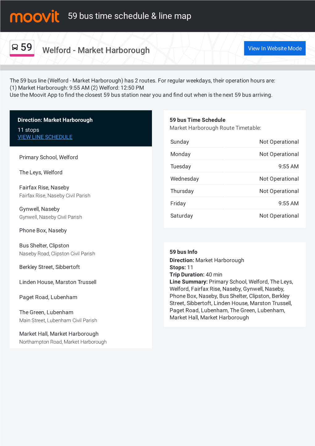 59 Bus Time Schedule & Line Route