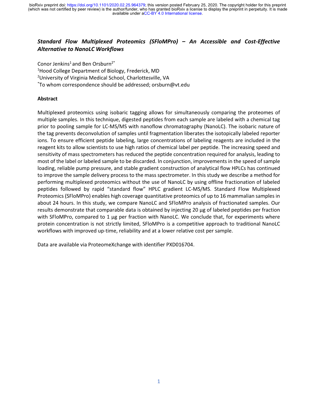 Standard Flow Multiplexed Proteomics (Sflompro) – an Accessible and Cost-Effective Alternative to Nanolc Workflows