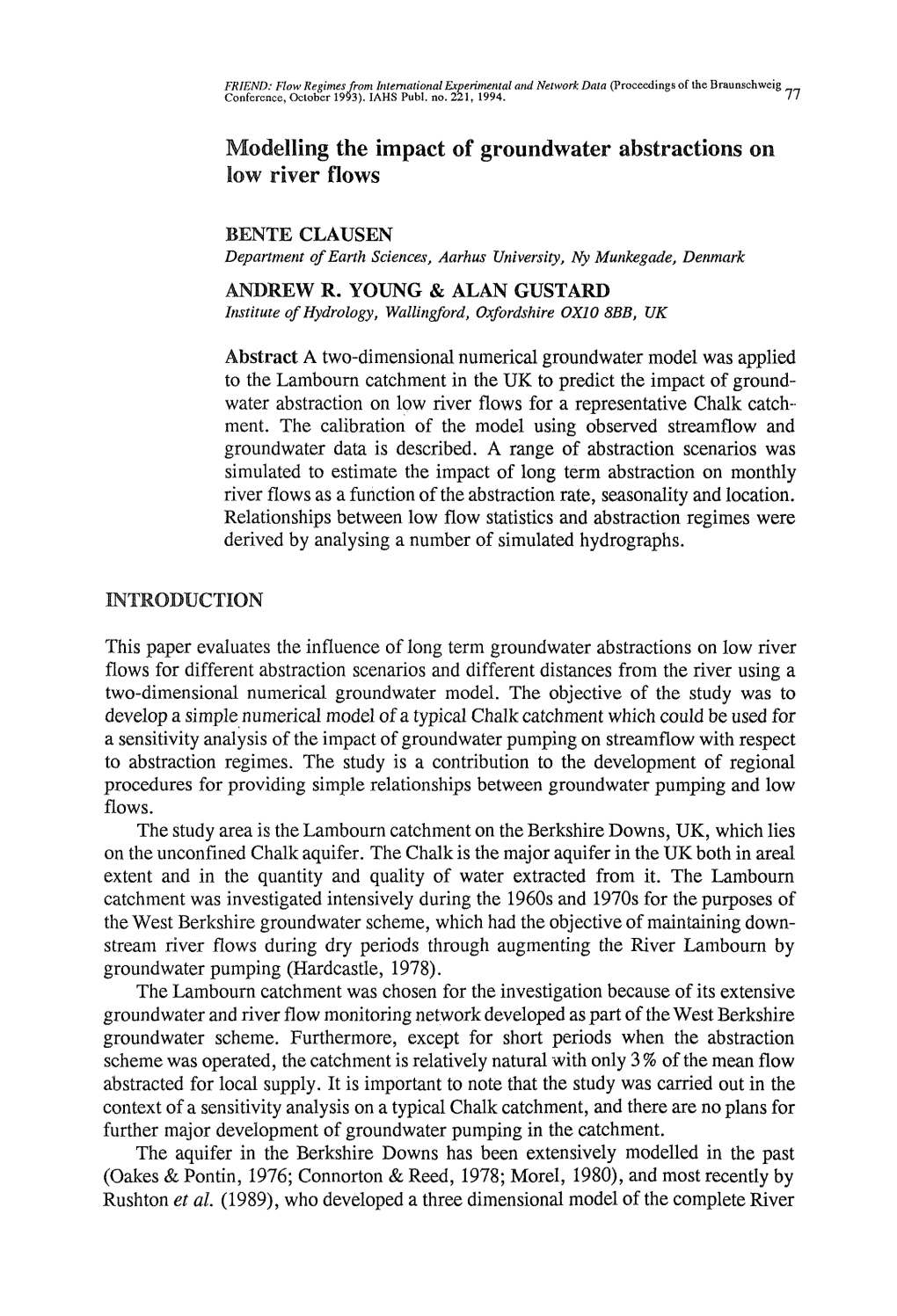 Modelling the Impact of Groundwater Abstractions on Low River Flows