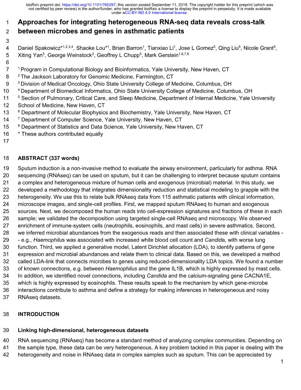 Approaches for Integrating Heterogeneous RNA-Seq Data Reveals Cross-Talk Between Microbes and Genes in Asthmatic Patients