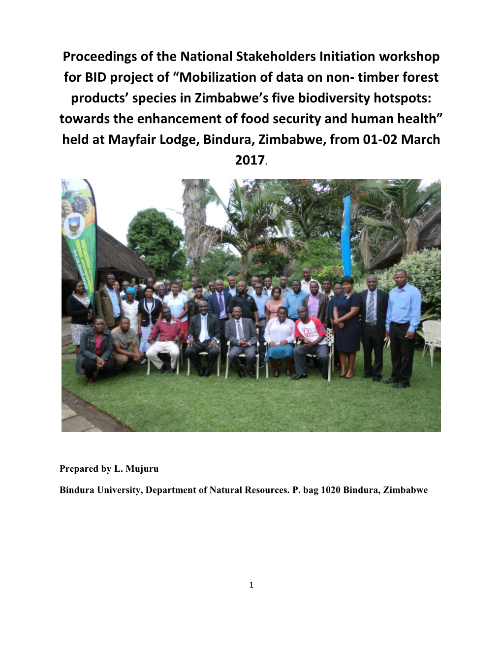 Proceedings of the National Stakeholders Initiation Workshop For