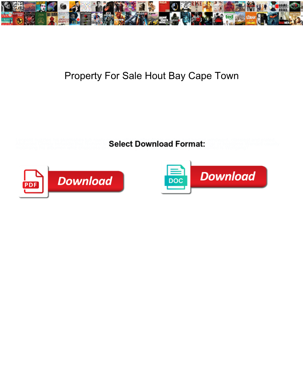 Property for Sale Hout Bay Cape Town