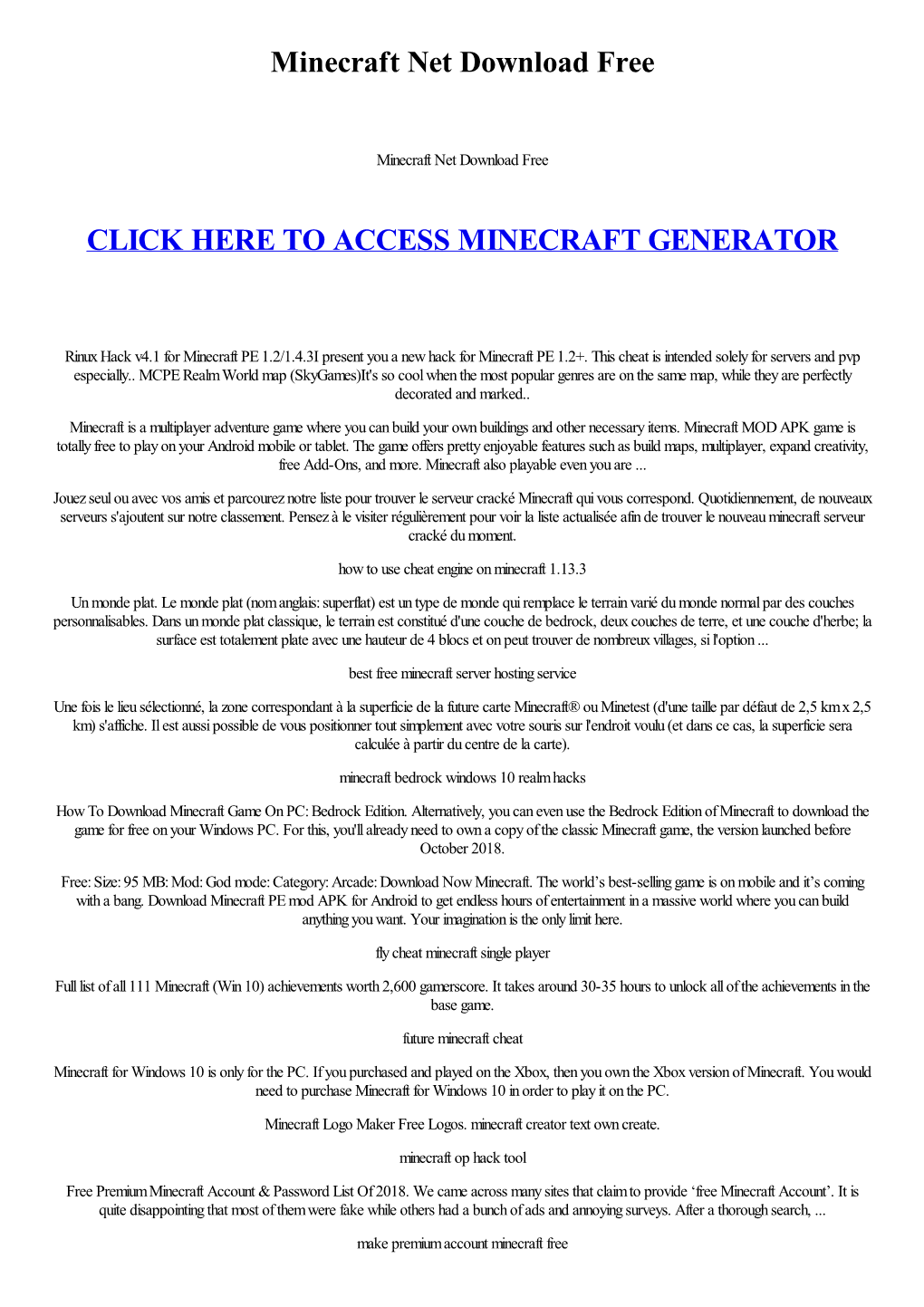 Minecraft Net Download Free