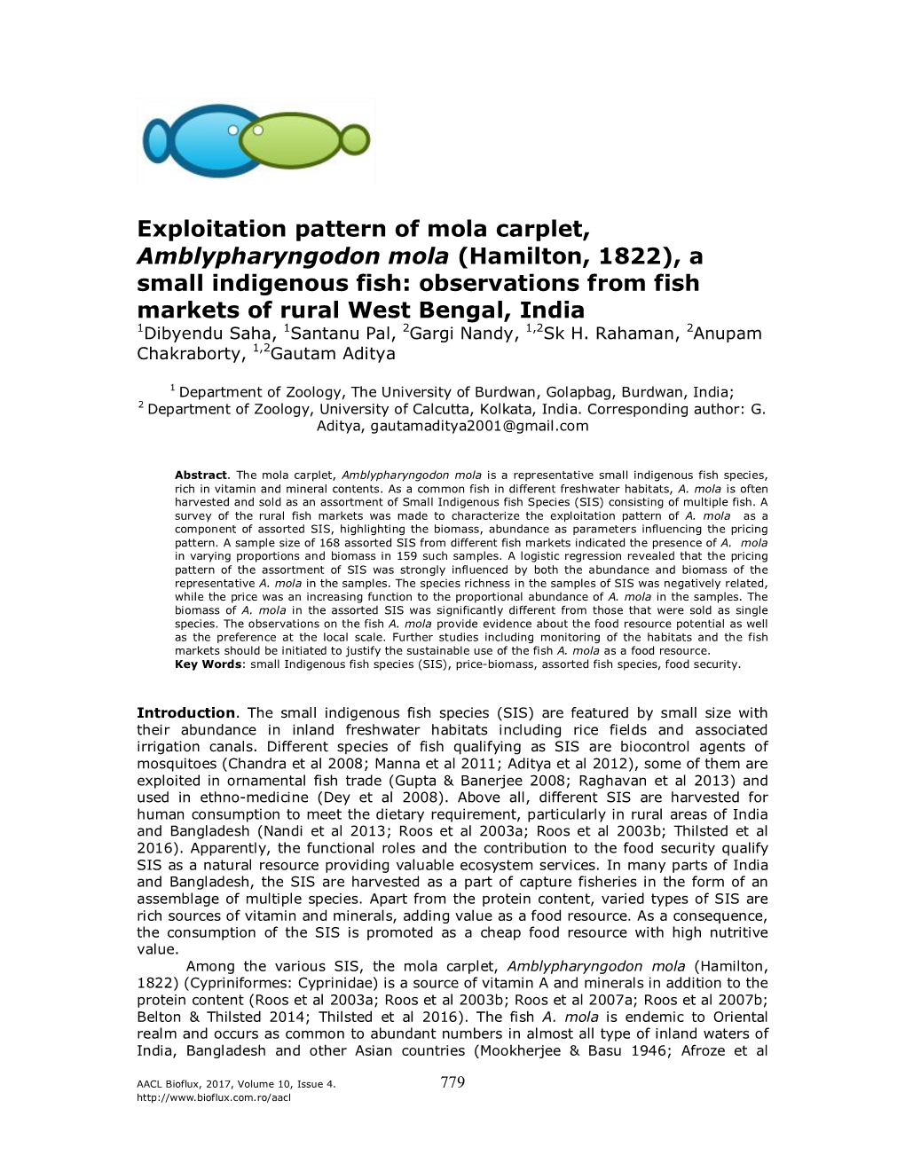 Exploitation Pattern of Mola Carplet, Amblypharyngodon Mola (Hamilton