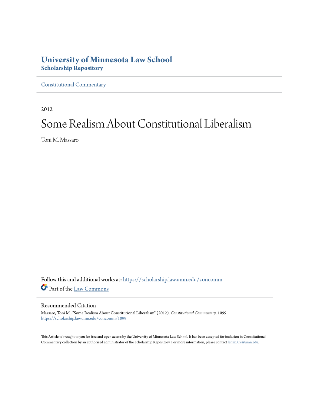 Some Realism About Constitutional Liberalism Toni M