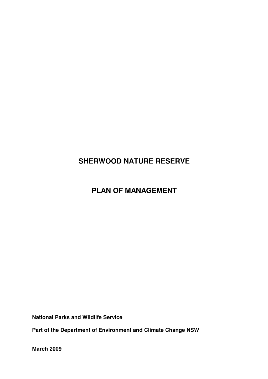 Sherwood Nature Reserve Plan of Management