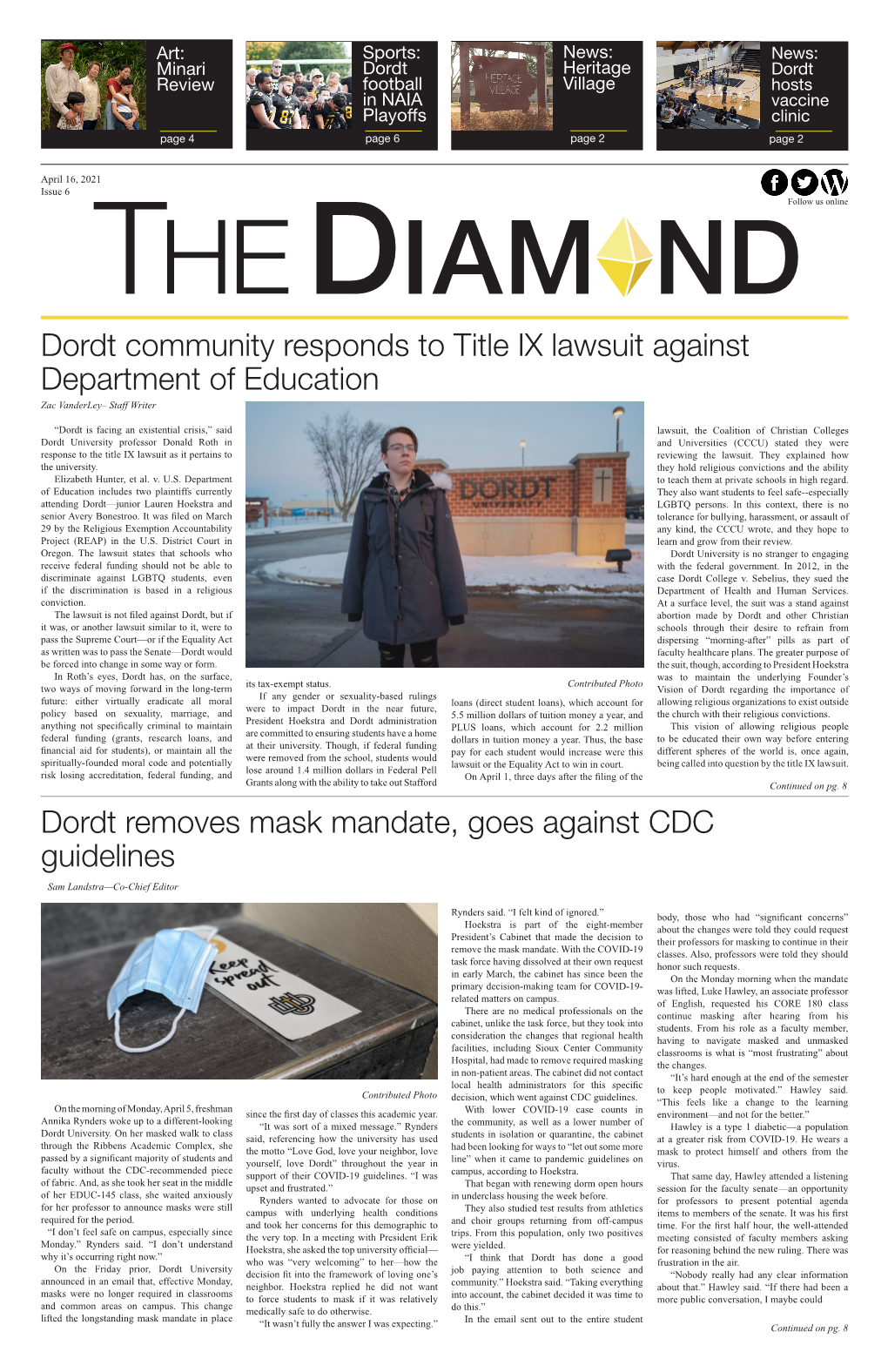 Dordt Community Responds to Title IX Lawsuit Against Department of Education Zac Vanderley– Staff Writer