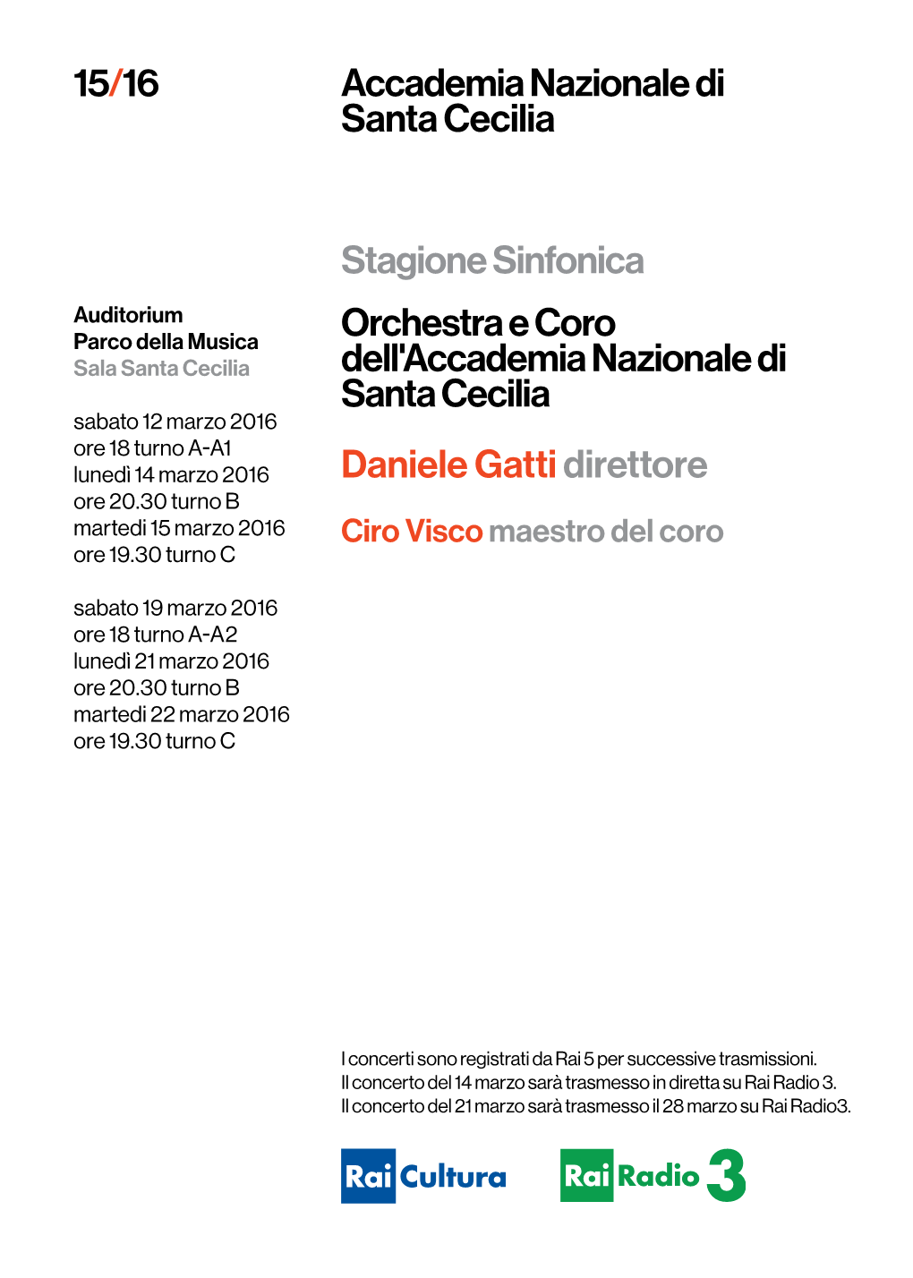 Accademia Nazionale Di Santa Cecilia Stagione Sinfonica 15/16