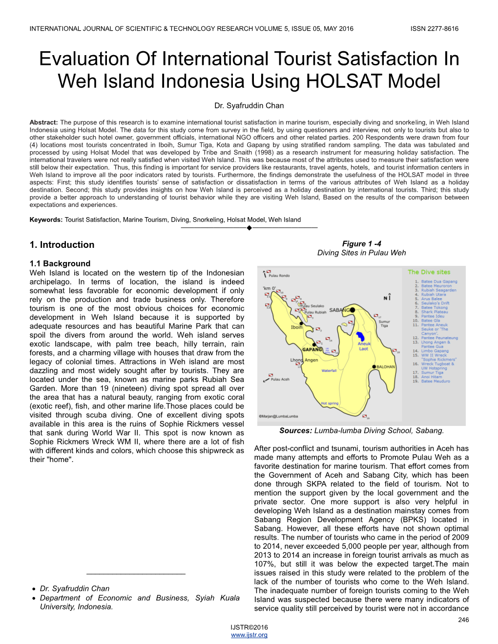 Evaluation of International Tourist Satisfaction in Weh Island Indonesia Using HOLSAT Model