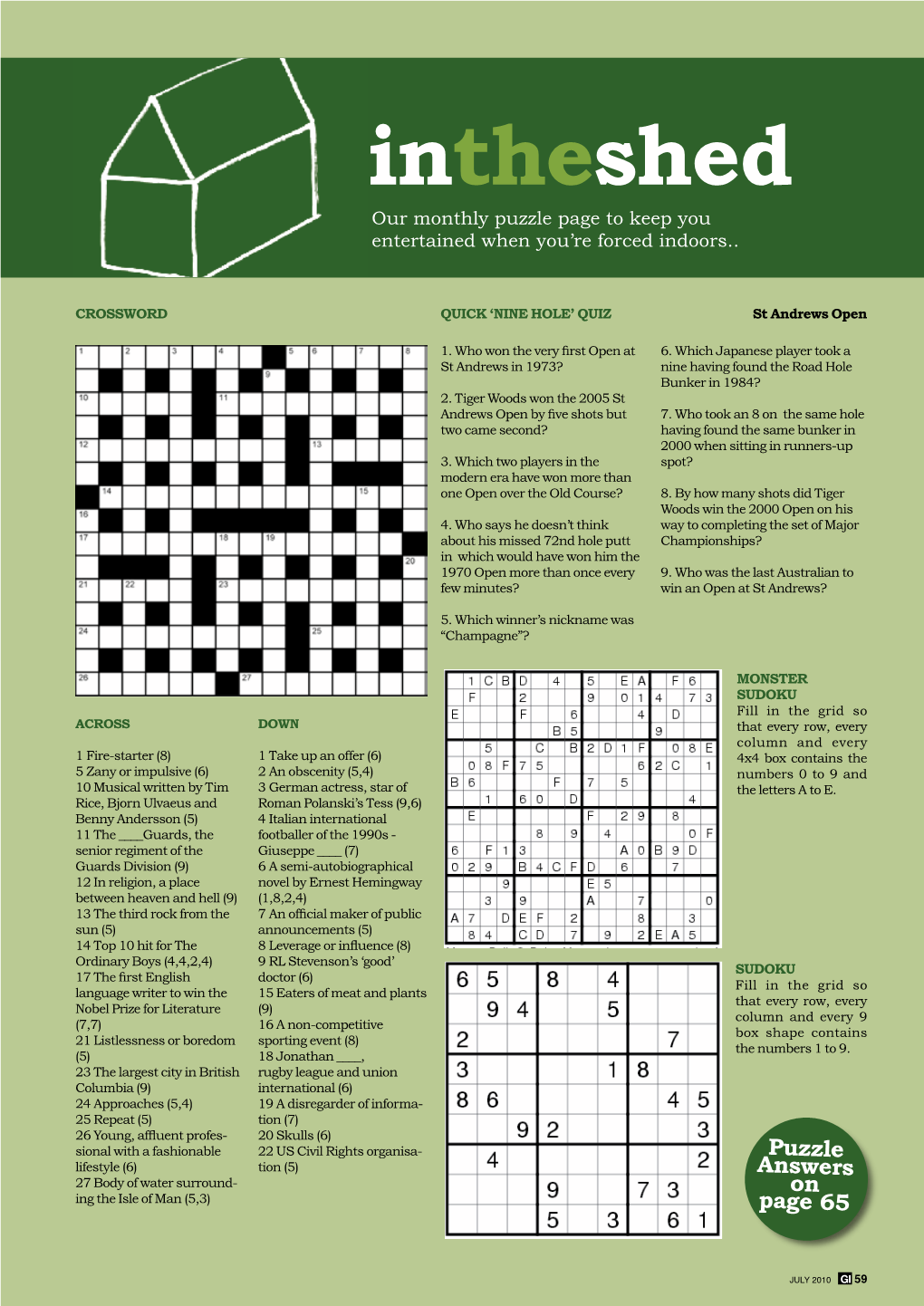 Intheshed Our Monthly Puzzle Page to Keep You Entertained When You’Re Forced Indoors