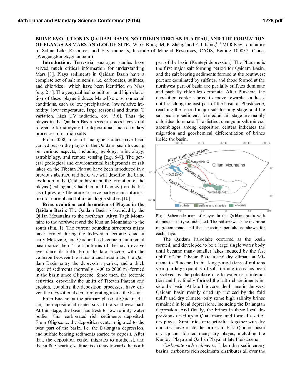 Brine Evolution in Qaidam Basin, Northern Tibetan Plateau, and the Formation of Playas As Mars Analogue Site