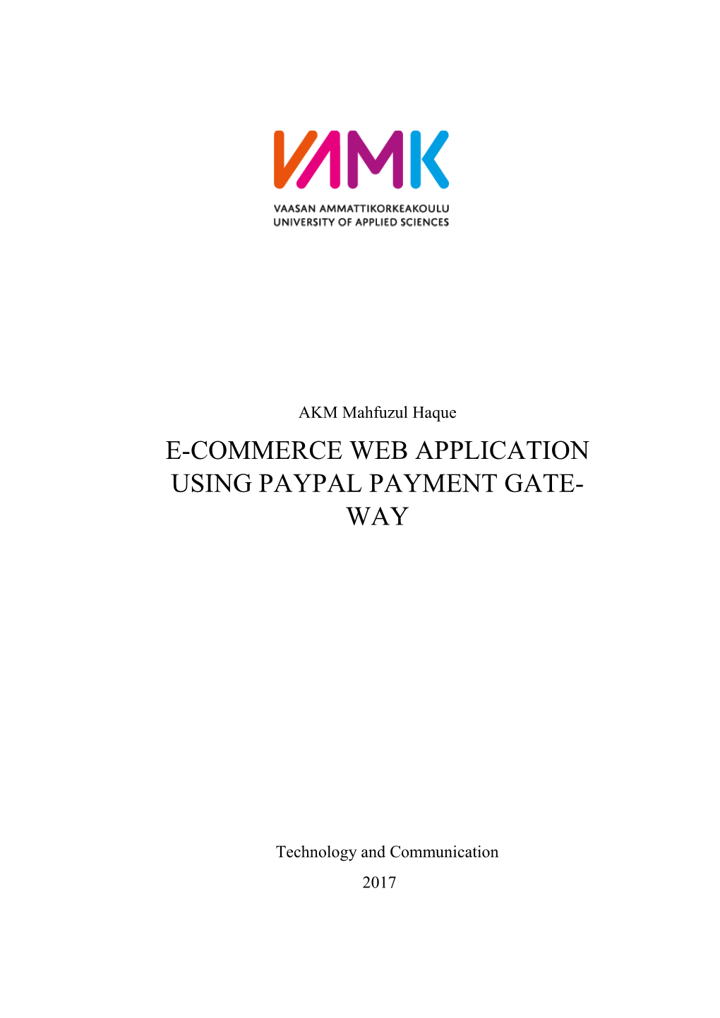 E-Commerce Web Application Using Paypal Payment Gate- Way