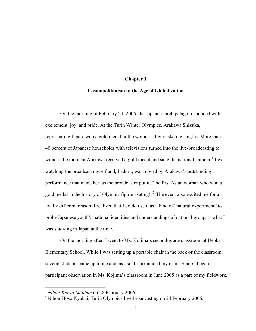 Chapter 1 Cosmopolitanism in the Age of Globalization