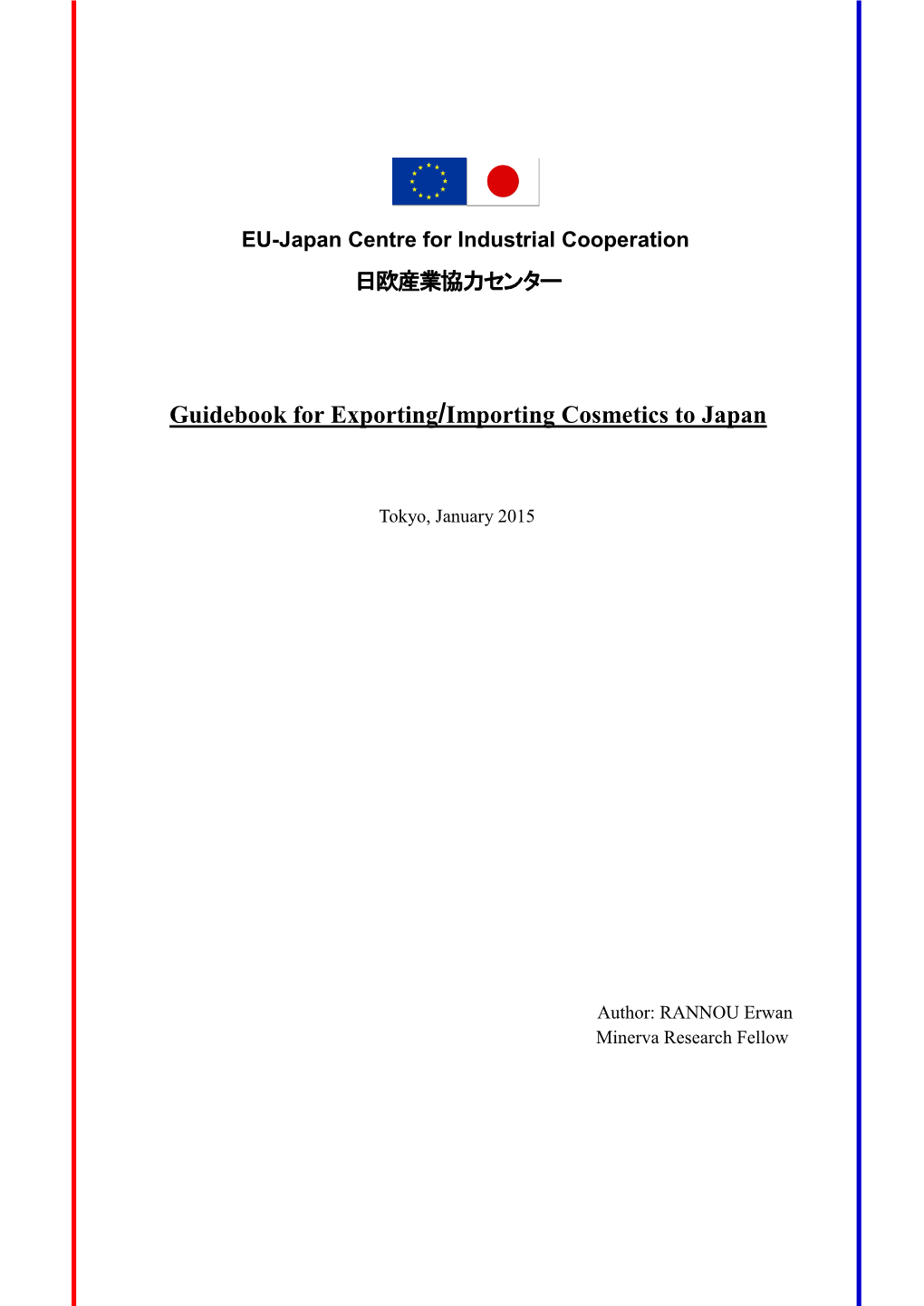Guidebook for Exporting/Importing Cosmetics to Japan