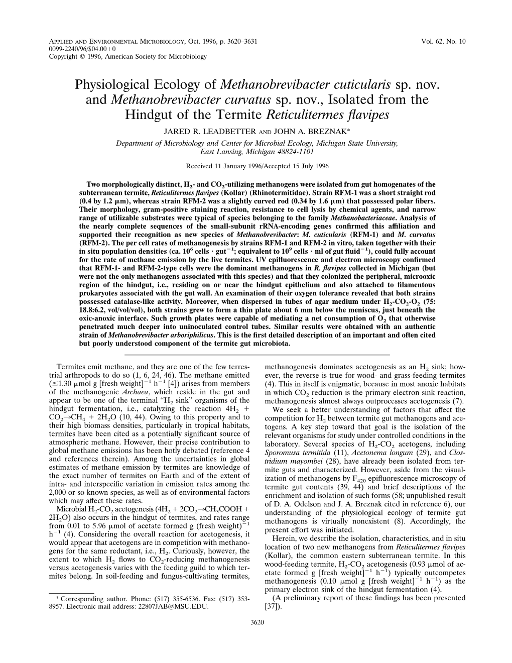 Methanobrevibacter Cuticularis Sp