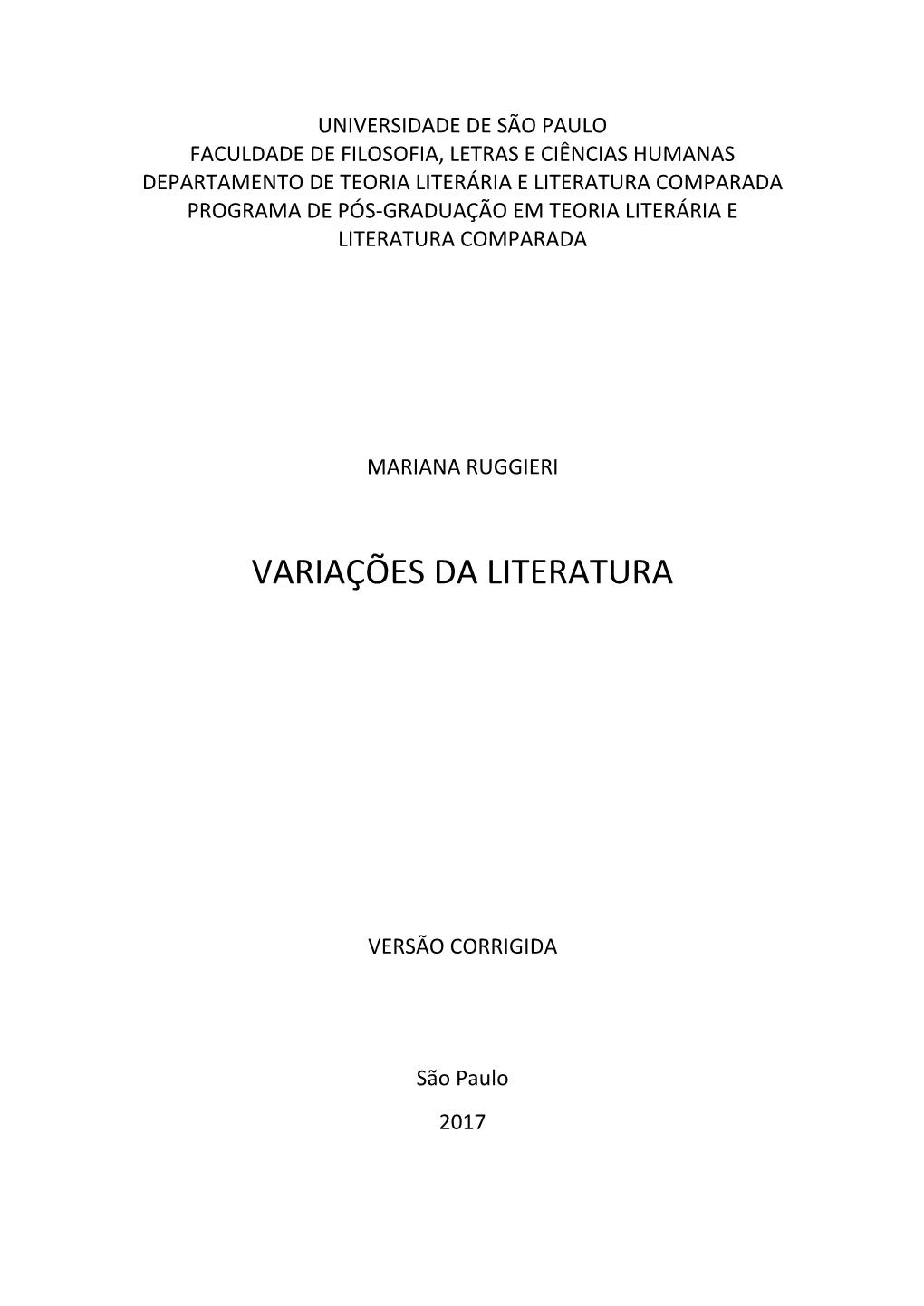 Variações Da Literatura