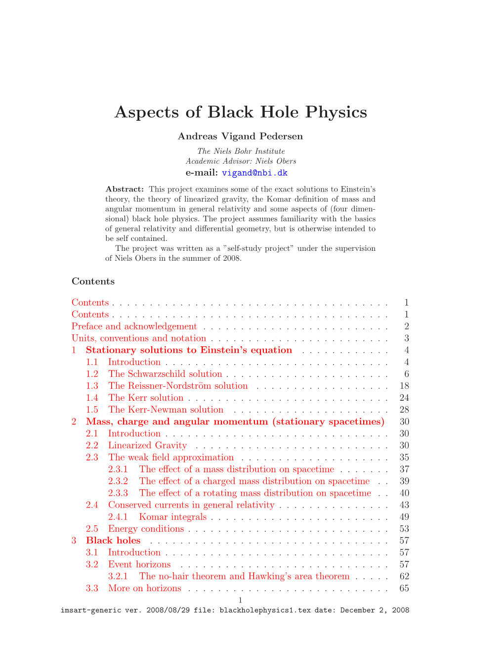 Aspects of Black Hole Physics