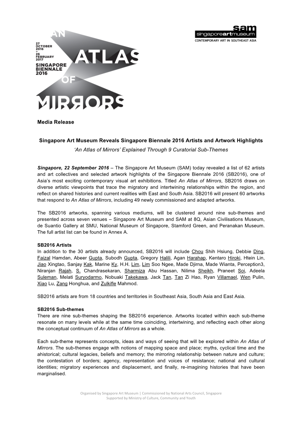 Media Release Singapore Art Museum Reveals Singapore