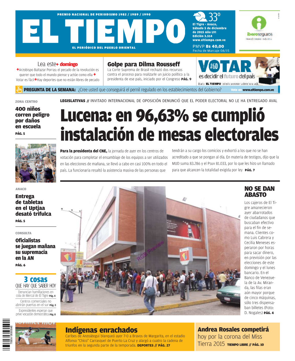 En 96,63% Se Cumplió Instalación De Mesas Electorales