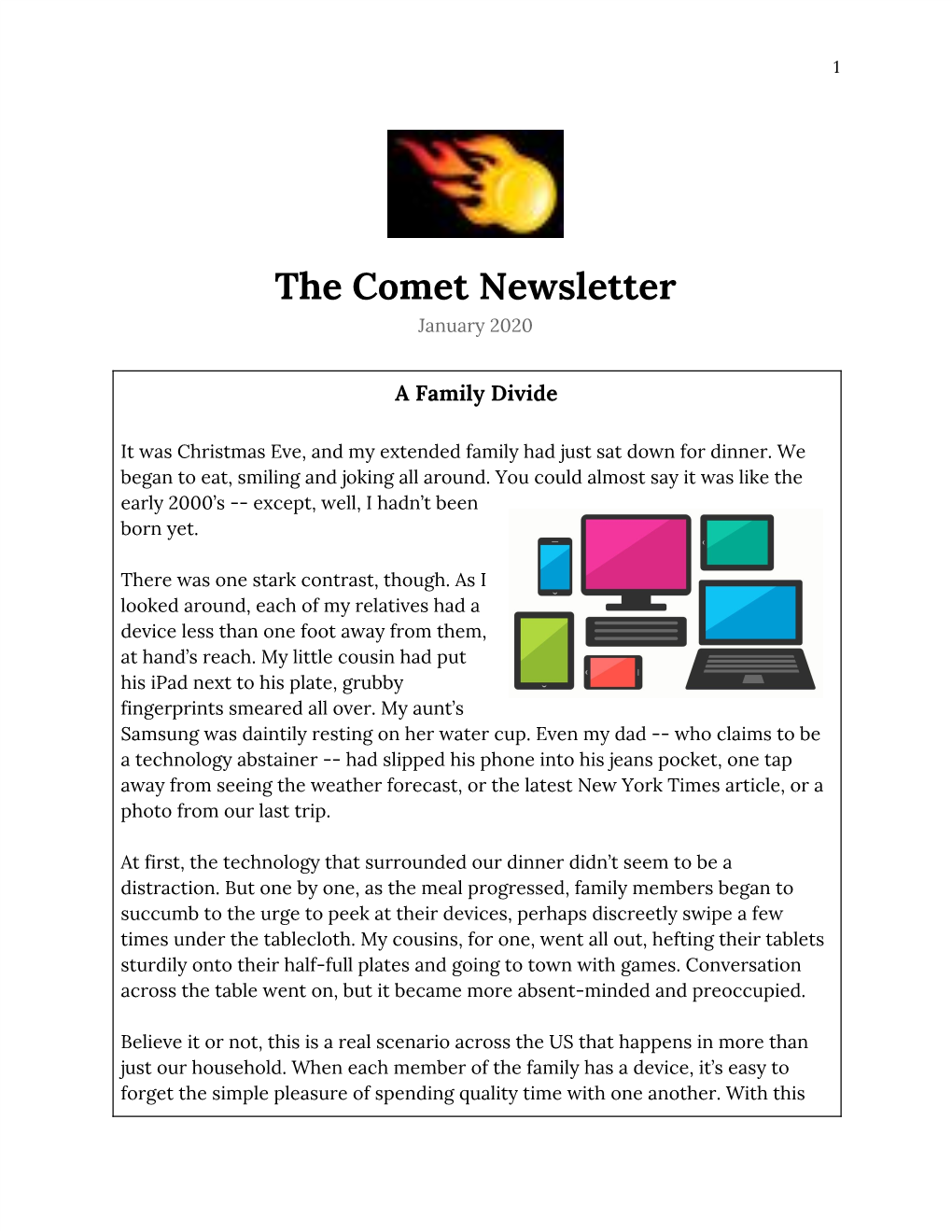 The Comet Newsletter January 2020