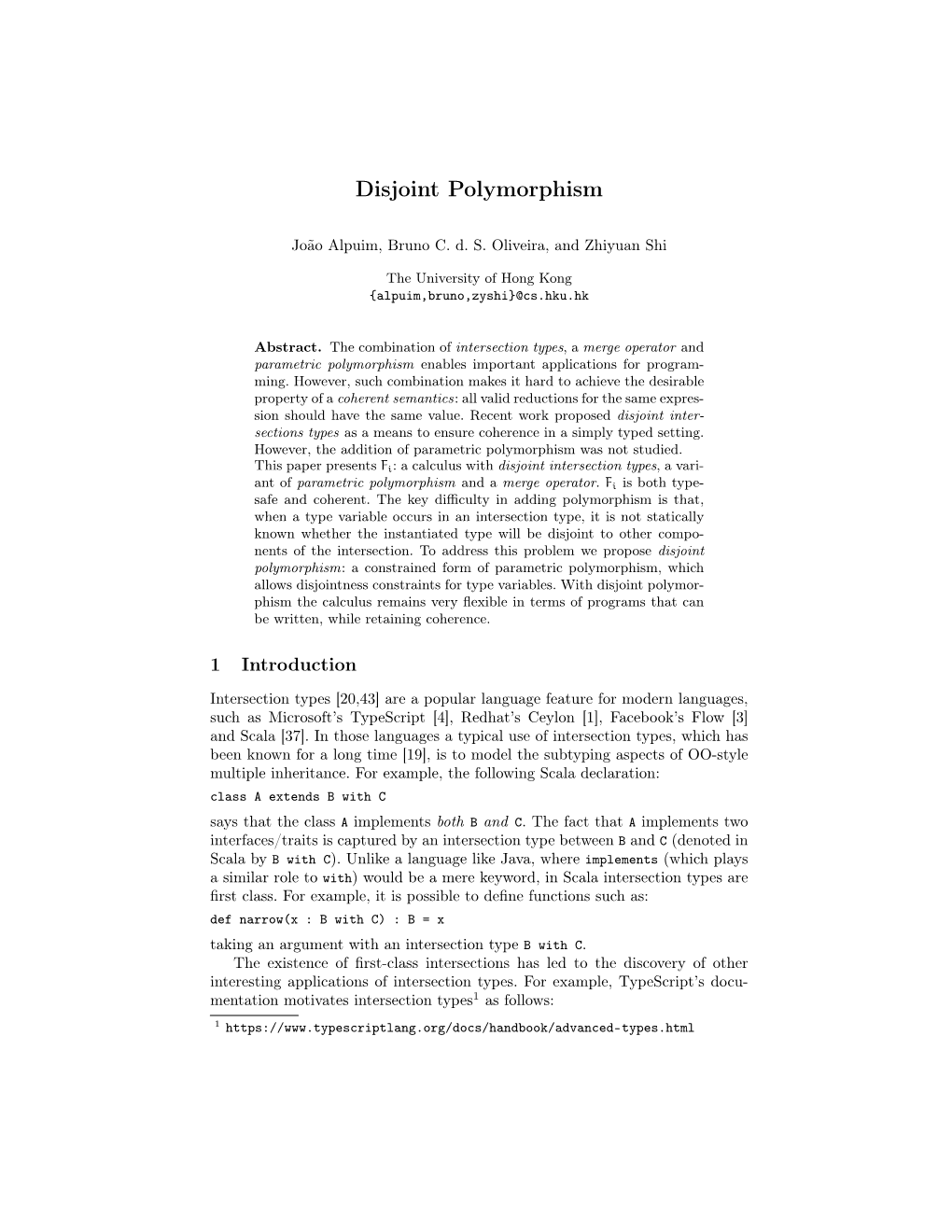 Disjoint Polymorphism