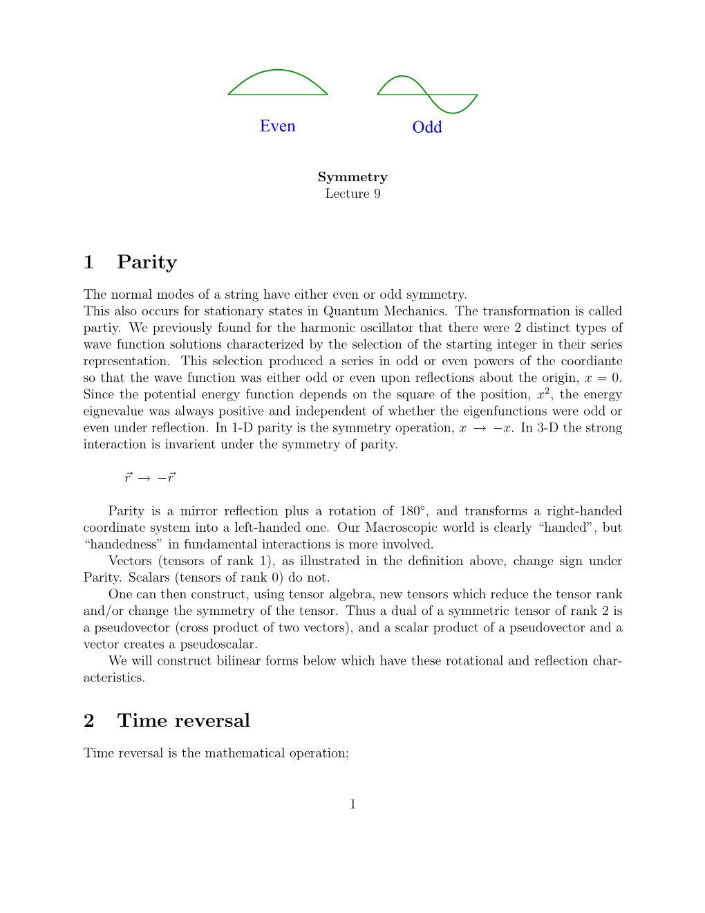 1 Parity 2 Time Reversal