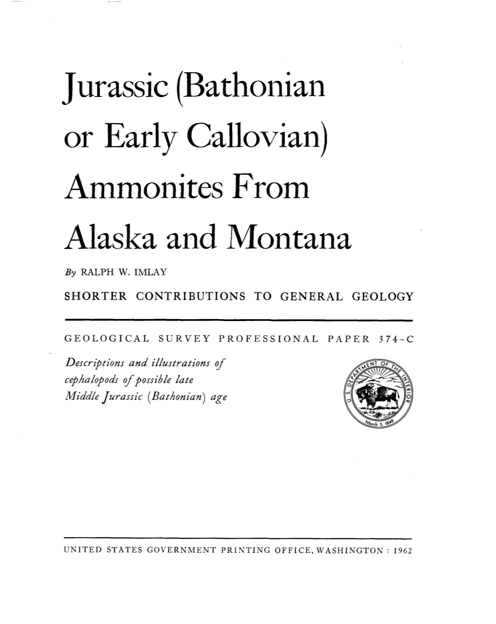 Or Early Callovian) Ammonites from Alaska and Montana