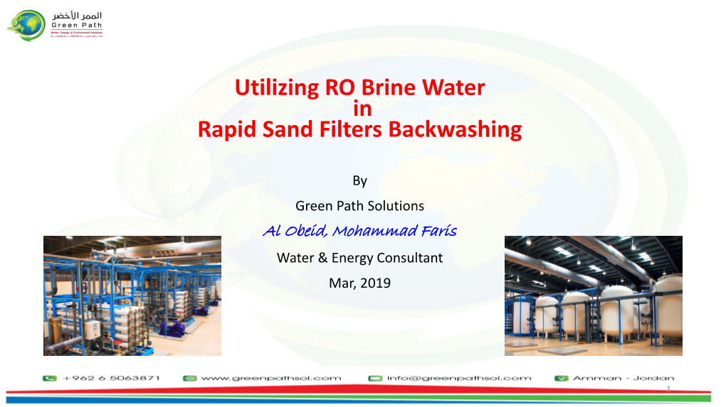 Utilizing RO Brine Water in Rapid Sand Filters Backwashing