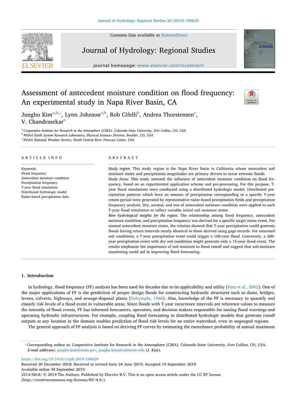 Assessment of Antecedent Moisture Condition on Flood Frequency An