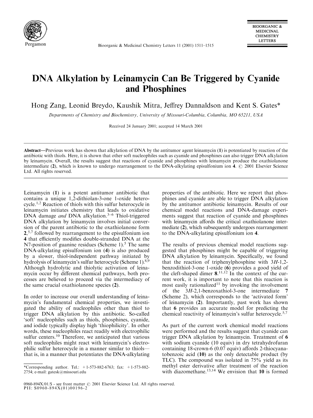 DNA Alkylation by Leinamycin Can Be Triggered by Cyanide and Phosphines