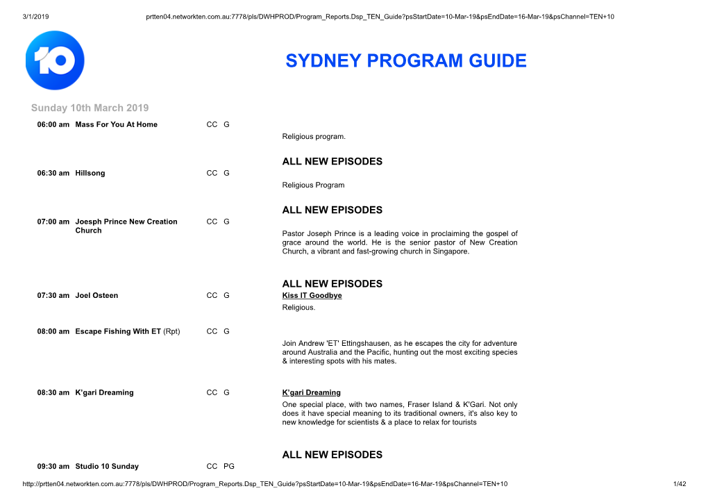 Sydney Program Guide